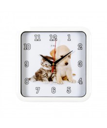 Часы настенные СН 2223 - 201 Котенок и щенок квадратн (22x23) (5)астенные часы оптом с доставкой по Дальнему Востоку. Настенные часы оптом со склада в Новосибирске.