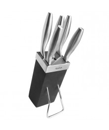 Набор ножей Alpenkok AK-2100 6 пр. на деревянной подставке (нерж.сталь) (6) оптом. Набор кухонных ножей в Новосибирске оптом. Кухонные ножи в Новосибирске большой ассортимент