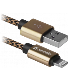 Кабель USB ACH01-03TPRO USB2.0 золотой (AM)-Lightning(M), 1м,2,1А DEFENDERВостоку. Адаптер Rolsen оптом по низкой цене. Качественные адаптеры оптом со склада в Новосибирске.