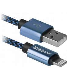 Кабель USB ACH01-03TPRO USB2.0 синий (AM)-Lightning(M), 1м,2,1А DEFENDERВостоку. Адаптер Rolsen оптом по низкой цене. Качественные адаптеры оптом со склада в Новосибирске.