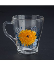 Кружка  стекло 250мл Солнечные цветы  13с1649 (9497)керамики в Новосибирске оптом большой ассортимент. Посуда фарфоровая в Новосибирскедля кухни оптом.