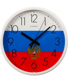 Часы настенные  Салют 26х26  П - 2Б8 - 185 ФЛАГ пластик круглые (10/уп)астенные часы оптом с доставкой по Дальнему Востоку. Настенные часы оптом со склада в Новосибирске.