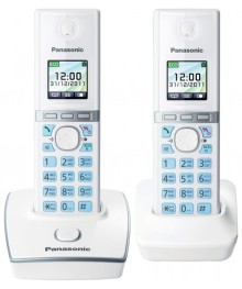 телефон  Panasonic  KX- TG8052RUW две трубк цв.диспл., голос.АОН, функ.резерв.питан., разъем д/гарнитурыsonic. Купить радиотелефон в Новосибирске оптом. Радиотелефон в Новосибирске от компании Панасоник.