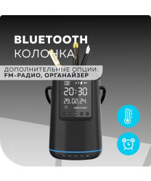 Колонка портативная с BLUETOOTH  More Choice BS25 чёрн (органайзер, часы, температура, календарь)