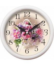 Часы настенные  Фотон П109 Цветы 24,5см круглые (Салют)астенные часы оптом с доставкой по Дальнему Востоку. Настенные часы оптом со склада в Новосибирске.