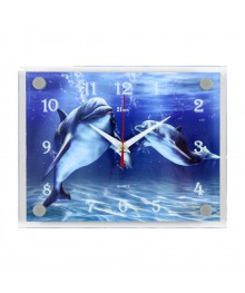 Часы настенные СН 2026 - 888 Дельфины прямоугольн (20х26) (20)астенные часы оптом с доставкой по Дальнему Востоку. Настенные часы оптом со склада в Новосибирске.