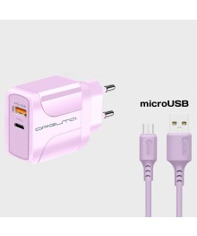 Блок пит USB сетевой  Орбита OT-APU60 + кабель Micro USB Фиолетовый (DP, 2400mA, 1м)