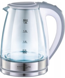 Чайник MAXTRONIC MAX-207 стекл, бело-серый-нерж (1,8 кВт, 1,8 л) (12/уп)ирске. Отгрузка в Саха-якутия, Якутск, Кызыл, Улан-Уде, Иркутск, Владивосток, Комсомольск-на-Амуре.