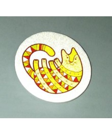 Световозвращатель значок 40мм "Кот лежачий", желтыйвозвращателей (светящиеся браслеты оптом, светящиеся значки оптом) с доставкой по Дальнему Востоку.