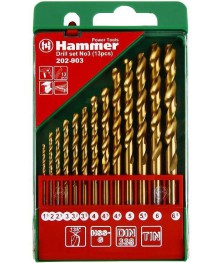 Набор сверл Hammer Flex 202-903 DR set No3 (13pcs) 1,5-6,5mm  металл, 13шт.м, буры, метчики оптом, сверлильные коронки и др оптом со склада в Новосибирске.Доставка в регионы.