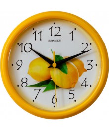 Часы настенные  Салют 24х24 ПЕ - Б2 - 202 ЛИМОН пластик круглые (10/уп)астенные часы оптом с доставкой по Дальнему Востоку. Настенные часы оптом со склада в Новосибирске.