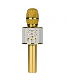 Микрофон HOCO BK3 Золото для караоке беспроводной (5Вт, Bluetooth, динамики, micro USB/TF)ада. Большой каталог микрофонов для караоке RITMIX, Defender оптом с доставкой по Дальнему Востоку.