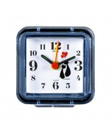 Часы будильник  B1-009 (7х7 см) синий "Влюбленные кошки"стоку. Большой каталог будильников оптом со склада в Новосибирске. Будильники оптом по низкой цене.