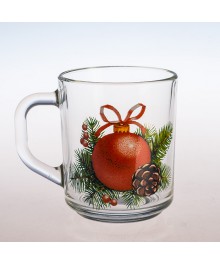 Кружка  стекло 320мл "Новогоднее настроение" 04с1208  (56616)керамики в Новосибирске оптом большой ассортимент. Посуда фарфоровая в Новосибирскедля кухни оптом.