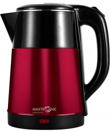 Чайник MAXTRONIC MAX-605 бордо+чёрн (2,2л, двойн стенки, колба нерж, диск 1,8кВт) 16/упибирске. Чайник двухслойный оптом - Василиса,  Delta, Казбек, Galaxy, Supra, Irit, Магнит. Доставка