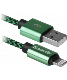 Кабель USB ACH01-03TPRO USB2.0 зеленый (AM)-Lightning(M), 1м,2,1А DEFENDERВостоку. Адаптер Rolsen оптом по низкой цене. Качественные адаптеры оптом со склада в Новосибирске.