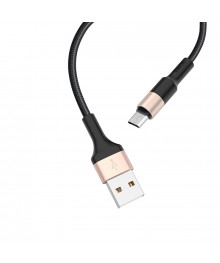 Кабель USB - micro USB HOCO X26 черный-золотой  2A,1мВостоку. Адаптер Rolsen оптом по низкой цене. Качественные адаптеры оптом со склада в Новосибирске.
