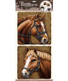 Наклейка   POA 9510  лошади (объемные) р-р 32х60см х 2 элемента. Наклейки декоративные, интерьерные, наклеёки на стекло и на мебель оптом со клада в Новосибриске.