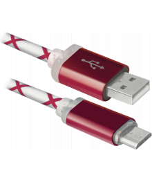 Кабель USB08-03LT USB 2.0 красн.подсветка,LED, AM-MicroBM, 1м DEFENDERВостоку. Адаптер Rolsen оптом по низкой цене. Качественные адаптеры оптом со склада в Новосибирске.