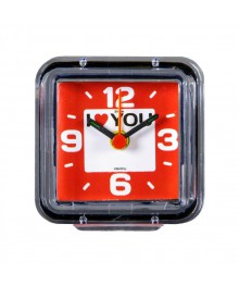 Часы будильник  B1-014 (7х7 см) прозрачный "I love you"стоку. Большой каталог будильников оптом со склада в Новосибирске. Будильники оптом по низкой цене.