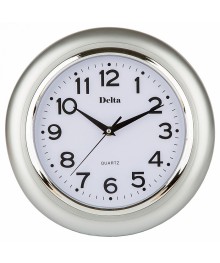 Часы настенные DELTA DT-0092  d29 см  цвет: серебро (10)астенные часы оптом с доставкой по Дальнему Востоку. Настенные часы оптом со склада в Новосибирске.