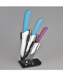 набор керам ножей на подст 3шт (3",4",6") цветная ручка СВ-34(43016) оптом. Набор кухонных ножей в Новосибирске оптом. Кухонные ножи в Новосибирске большой ассортимент