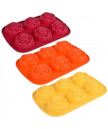 Форма силиконовая 6 ячеек, 28x18x3см, "Розы", 3 цвета, HS-060Формы для выпечки оптом с доставкой. Купить формы для выпечки оптом с доставкой.