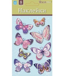 Наклейка   LCHPA 05008 (бабочки розовые- мини)  р-р11х19см (уп.12). Наклейки декоративные, интерьерные, наклеёки на стекло и на мебель оптом со клада в Новосибриске.