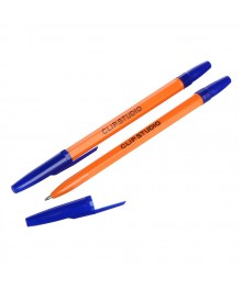 Ручка шариковая синяя, с жёлтым корпусом, линия 0,7 мм 50шт!/уп