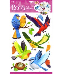 Наклейка   RCA 0517  лесные птицы  /уп.12/. Наклейки декоративные, интерьерные, наклеёки на стекло и на мебель оптом со клада в Новосибриске.
