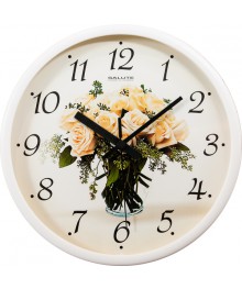 Часы настенные  Салют 26х26  П - 2Б7 - 328 БУКЕТ БЕЛЫХ РОЗ пластик  круглые (10/уп)астенные часы оптом с доставкой по Дальнему Востоку. Настенные часы оптом со склада в Новосибирске.