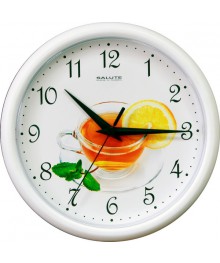 Часы настенные  Салют 24х24 ПЕ - Б7 - 246 ЧАЙ пластик круглые (10/уп)астенные часы оптом с доставкой по Дальнему Востоку. Настенные часы оптом со склада в Новосибирске.