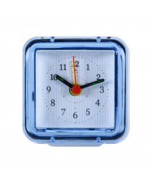 Часы будильник  B1-020 (7х7 см) синий в полоскустоку. Большой каталог будильников оптом со склада в Новосибирске. Будильники оптом по низкой цене.
