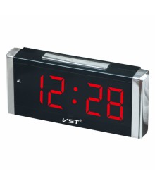 часы настольные VST-731T-1 красные цифры (говорящие)стоку. Большой каталог будильников оптом со склада в Новосибирске. Будильники оптом по низкой цене.