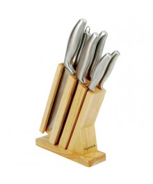 Набор ножей Alpenkok AK-2086 7 пр. на деревянной подставке (нерж.сталь) (6) оптом. Набор кухонных ножей в Новосибирске оптом. Кухонные ножи в Новосибирске большой ассортимент