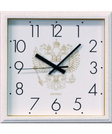 Часы настенные  Салют 28х28  П - 2А8 - 184 ГЕРБ2 пластик квадратные (10/уп)астенные часы оптом с доставкой по Дальнему Востоку. Настенные часы оптом со склада в Новосибирске.