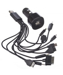Набор ЗУ авто 2,1А + переходник USB+10 разъёмов для разных телефоновUSB Блоки питания, зарядки оптом с доставкой по России.