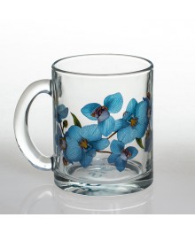 Кружка  стекло 300мл "Орхидея синяя" 04с1208  (72968)керамики в Новосибирске оптом большой ассортимент. Посуда фарфоровая в Новосибирскедля кухни оптом.