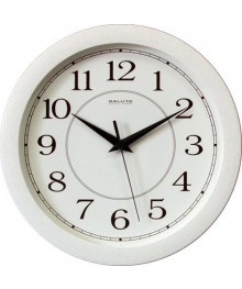 Часы настенные  Салют 28х28  П - Б8 - 014 пластик белые круглые (10/уп)астенные часы оптом с доставкой по Дальнему Востоку. Настенные часы оптом со склада в Новосибирске.