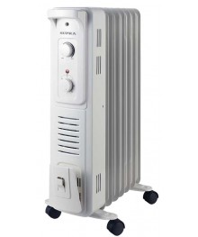 маслянный радиатор SUPRA ORS-07F-SN белый (с вентилятором 400 Вт, 7 секций, 1.9 кВт, регулируемый термостатлянные обогреватели, тепловентиляторы оптом  в Новосибирске, доставка в регионы. Сушилки для обуви.