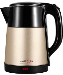 Чайник MAXTRONIC MAX-604 бронз+чёрн (2,2л, двойн стенки, колба нерж, диск 1,8кВт) 12/упибирске. Чайник двухслойный оптом - Василиса,  Delta, Казбек, Galaxy, Supra, Irit, Магнит. Доставка