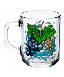 Кружка  стекло Green Tea  виноград(222)керамики в Новосибирске оптом большой ассортимент. Посуда фарфоровая в Новосибирскедля кухни оптом.