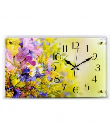 Часы настенные СН 6036 - 120 Полевые цветы прямоугольн (60х36) (6)астенные часы оптом с доставкой по Дальнему Востоку. Настенные часы оптом со склада в Новосибирске.