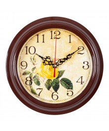 Часы настенные СН 2121 - 140Br корпус коричневый Роза желтая (21x21) (5)астенные часы оптом с доставкой по Дальнему Востоку. Настенные часы оптом со склада в Новосибирске.