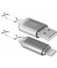 Кабель USB  ACH03-03LT серый,LED,USB-Lightning, 1м DEFENDERВостоку. Адаптер Rolsen оптом по низкой цене. Качественные адаптеры оптом со склада в Новосибирске.