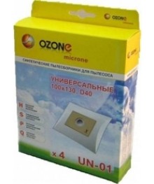 OZONE micron UN-01 универсальные синтетические пылесборники 4шт. Размер картона: 100 х 130 мм. Диамкой. Одноразовые бумажные и многоразовые фильтры для пылесосов оптом для Samsung, LG, Daewoo, Bosch