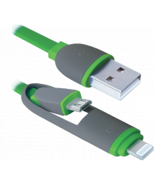 Кабель USB10-03BP зеленый, MicroUSB+Lightning ,1м DEFENDERВостоку. Адаптер Rolsen оптом по низкой цене. Качественные адаптеры оптом со склада в Новосибирске.