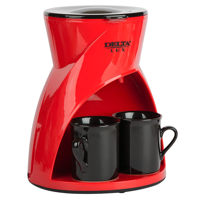 Кофеварка DELTA LUX DL-8131 красная 450 Вт, 300 мл, 2 керам чашки (8)