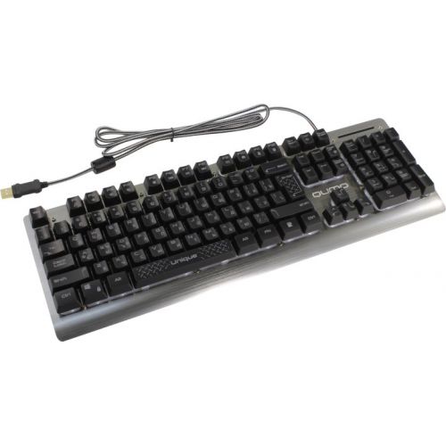 Клавиатура Qumo Unique K44, проводная, 104, металл. подсветка 3 цвета, плетеный кабель, фильтр, gol