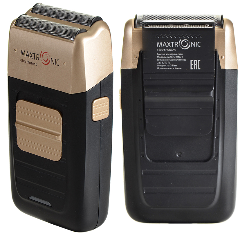 Электробритва MAXTRONIC MAX-SH04A-1 (сеточная, 2 нож, аккум, триммер)